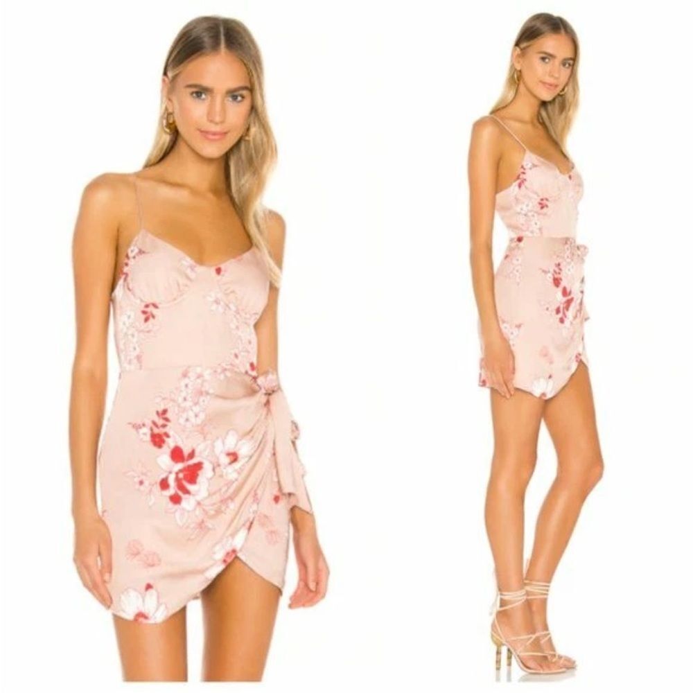 Camila Coelho Blush Floral Wrap-Front Mini Dress - Blush large